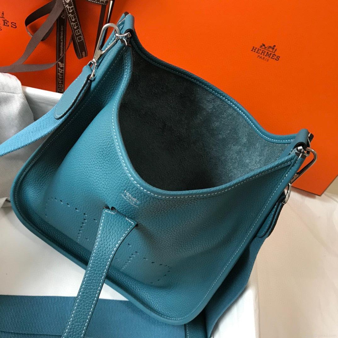 Hermes H083435 Evelyne III 29 Shoulder Bag Silver Hardware Blue