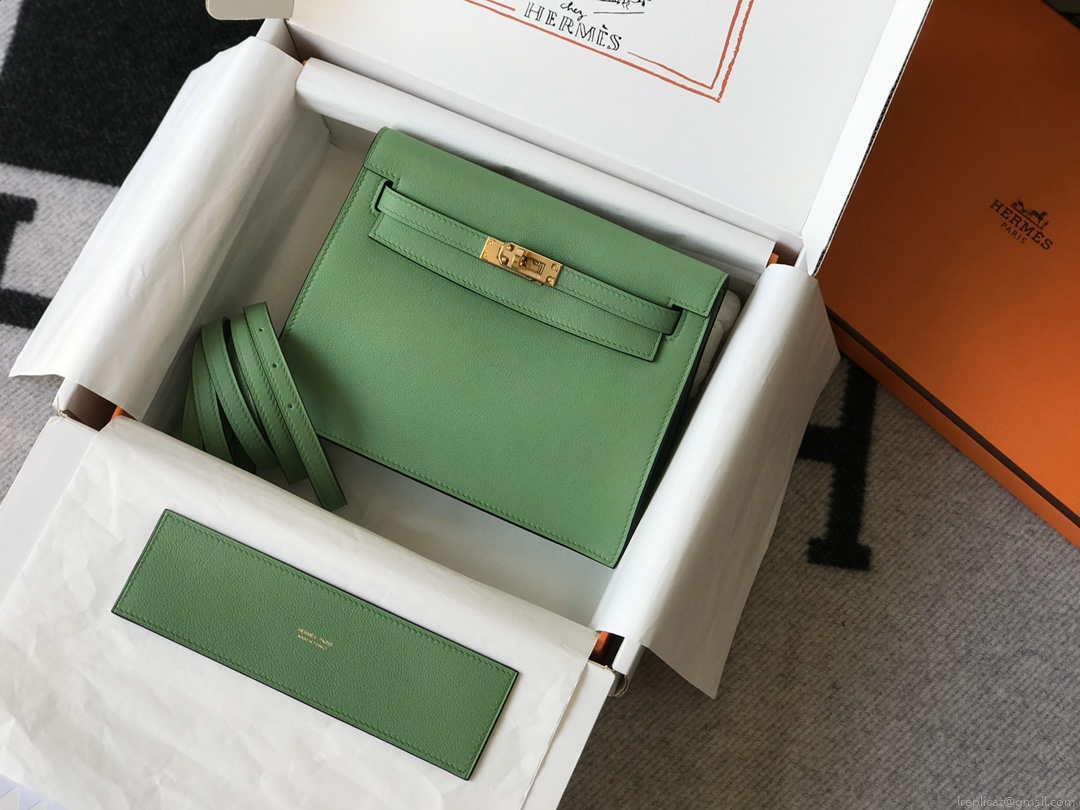 Hermes Kelly Danse 22cm Leather Bag 20362 Avocado Green