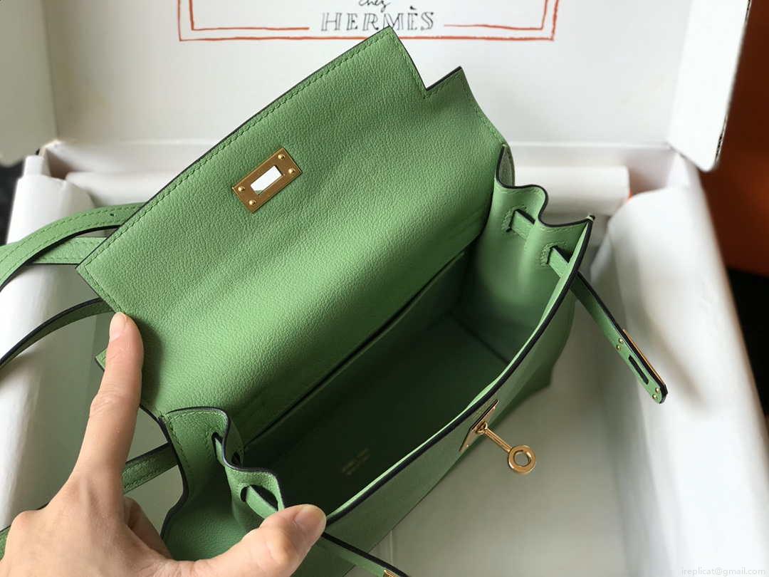 Hermes Kelly Danse 22cm Leather Bag 20362 Avocado Green