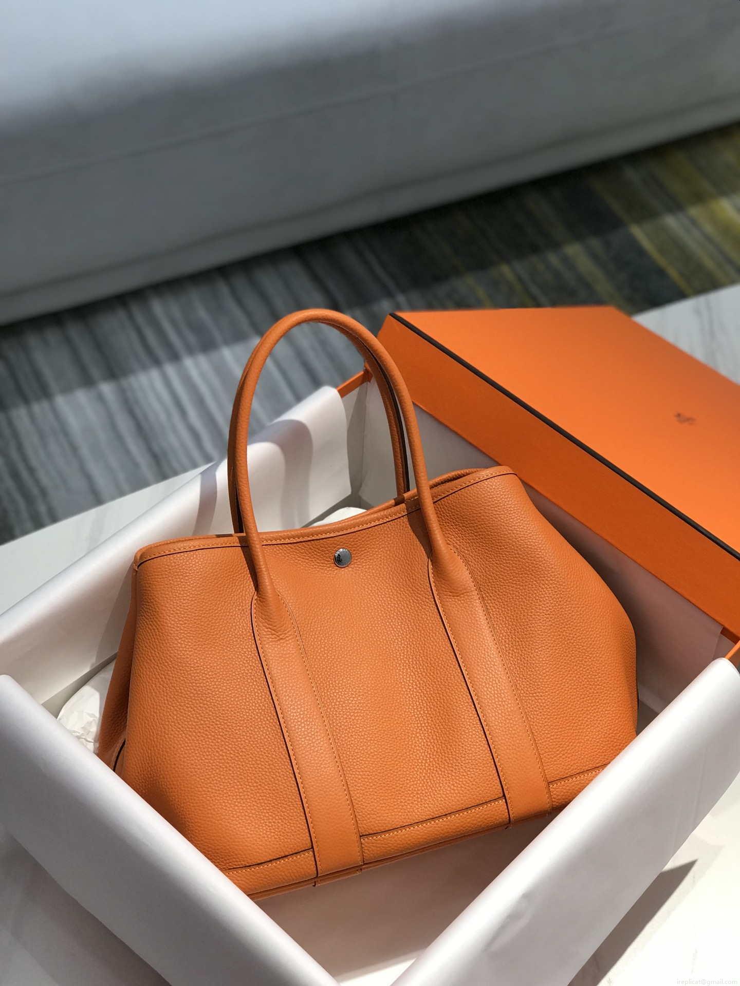 Hermes Orange Clemence Garden Party 30cm Bag H239039