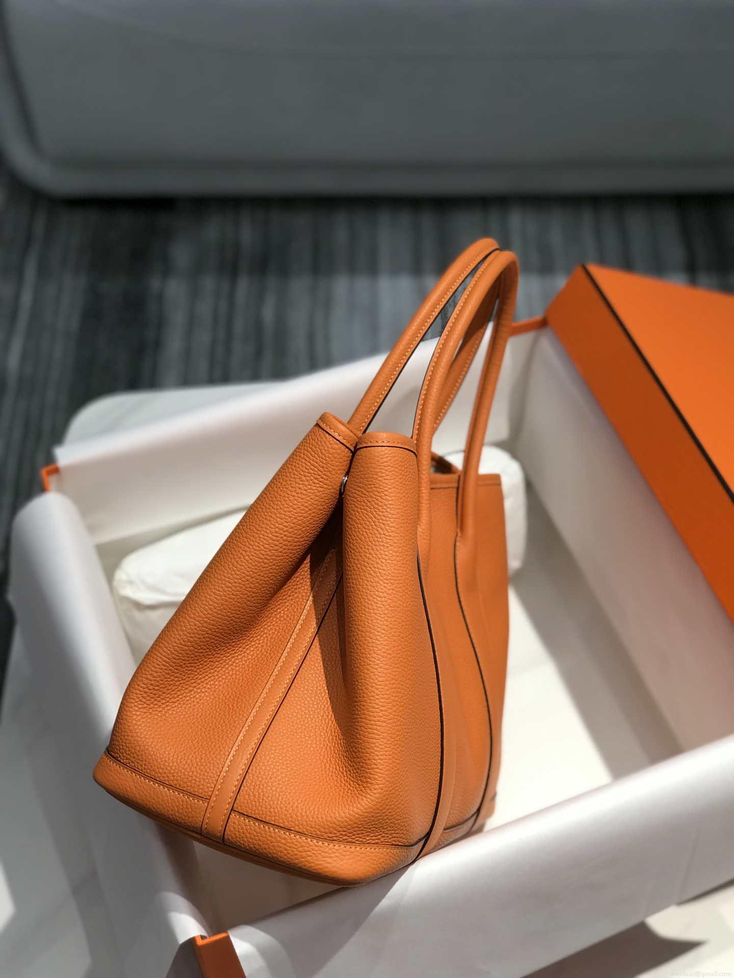 Hermes Orange Clemence Garden Party 30cm Bag H239039