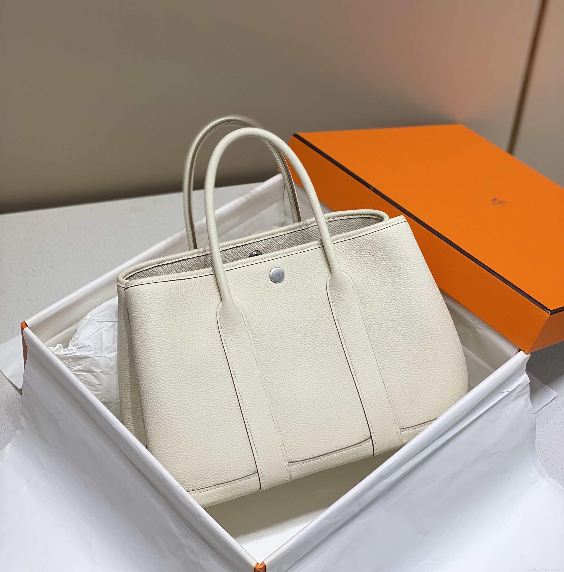 Hermes Beige Clemence Garden Party 30cm Bag H239042