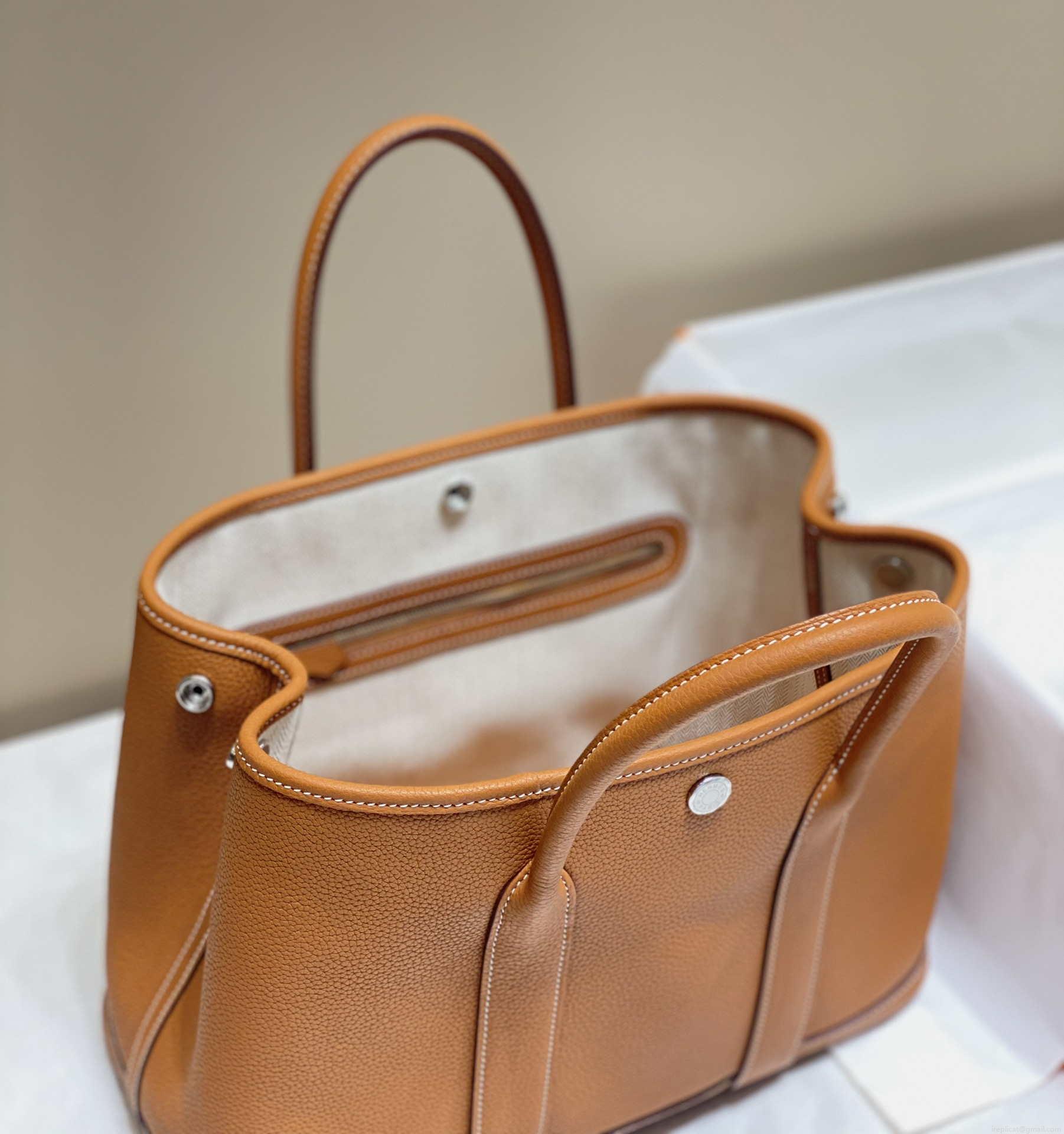 Hermes Brown Clemence Garden Party 30cm Bag H239043