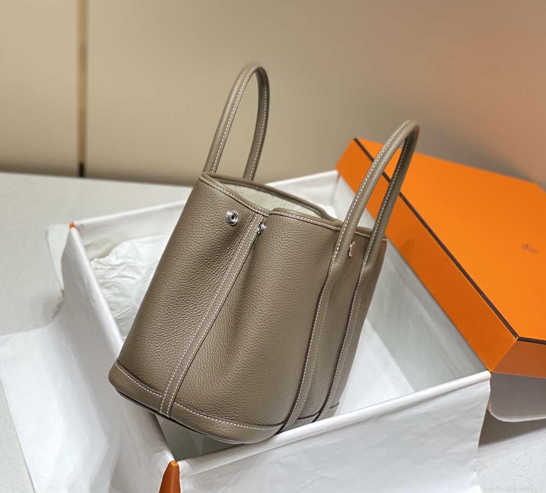 Hermes Gray Clemence Garden Party 30cm Bag H239044