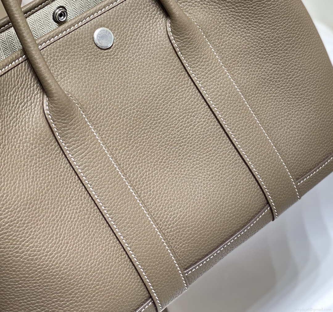 Hermes Gray Clemence Garden Party 30cm Bag H239044