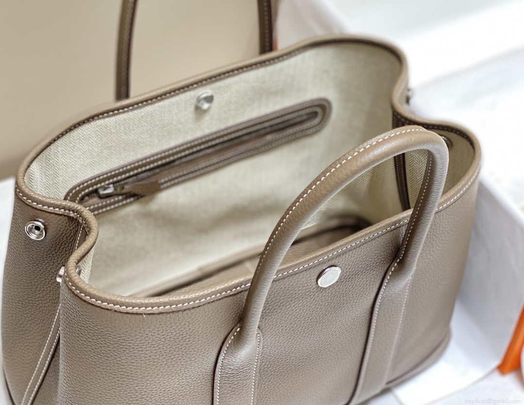 Hermes Gray Clemence Garden Party 30cm Bag H239044