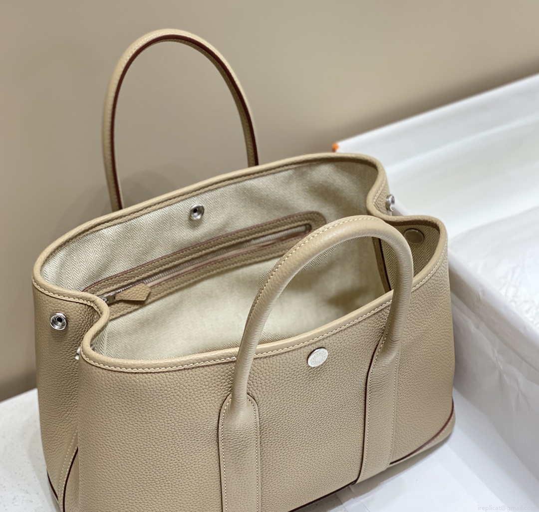 Hermes Light Gray Clemence Garden Party 30cm Bag H239045