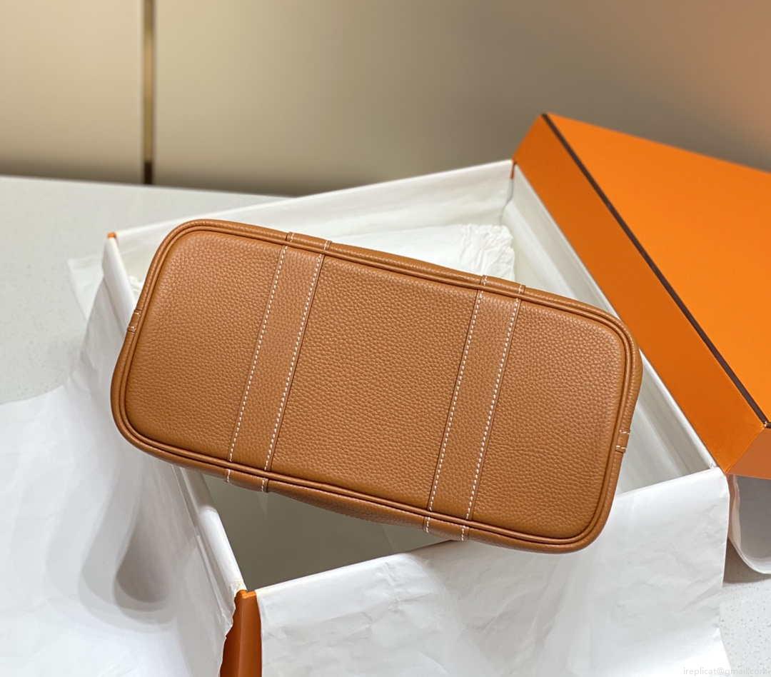 Hermes Beige Canvas and Brown leather Garden Party 30cm Bag H239052