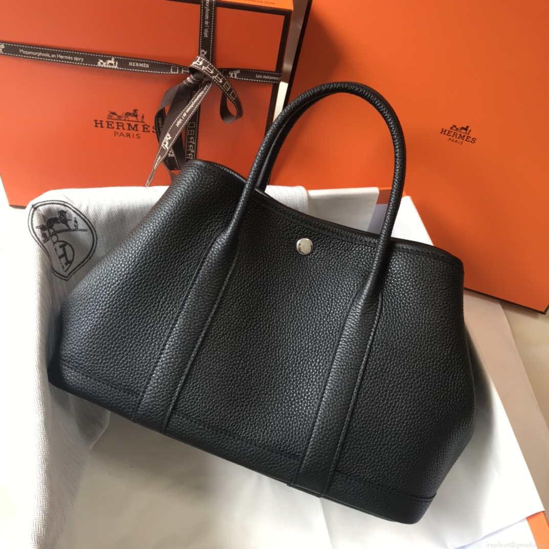 Hermes Black Togo leather Garden Party 30cm Bag Machine sewing H239053