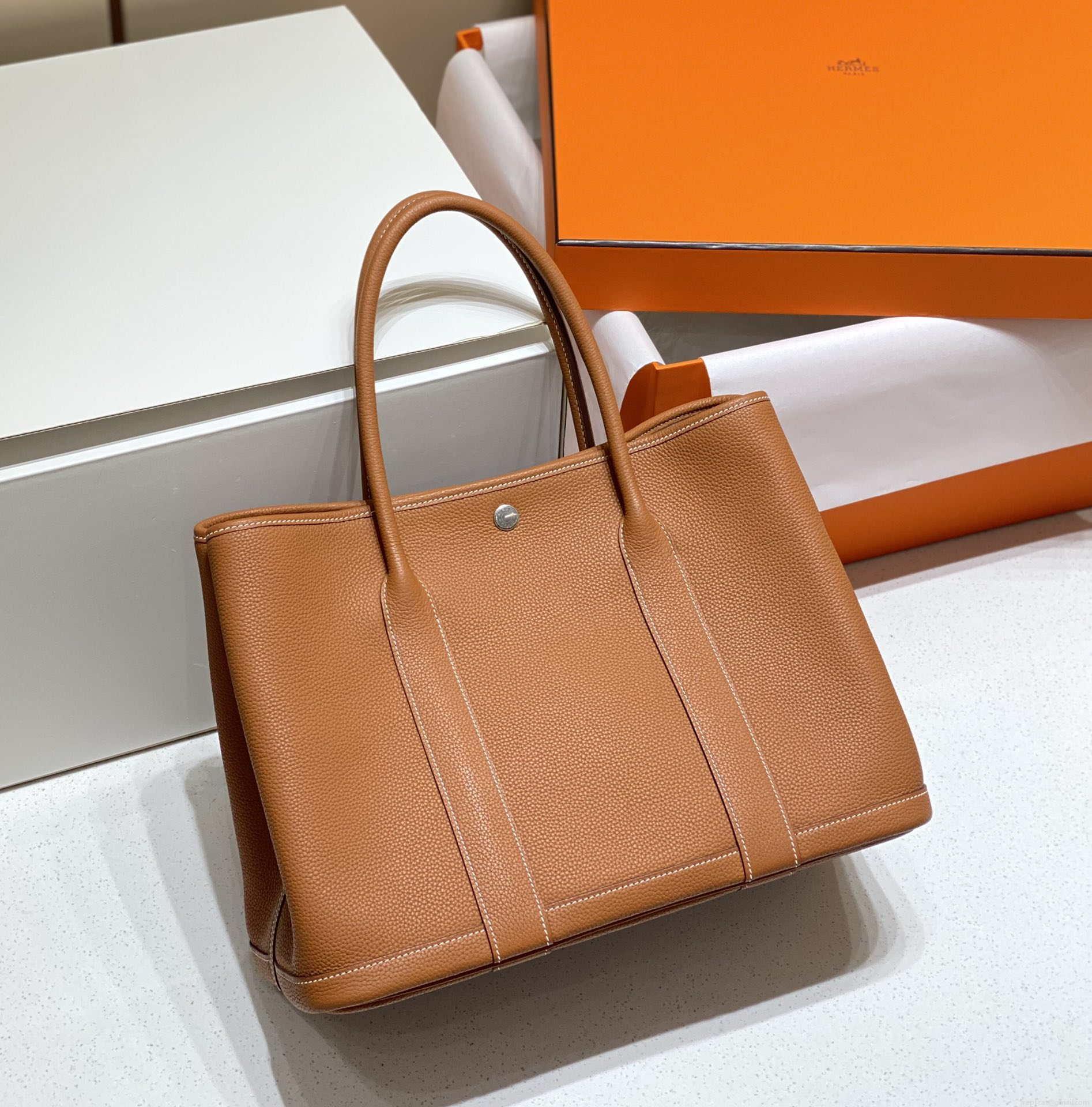 Hermes Brown Togo Medium Garden Party 36cm Bag H239054