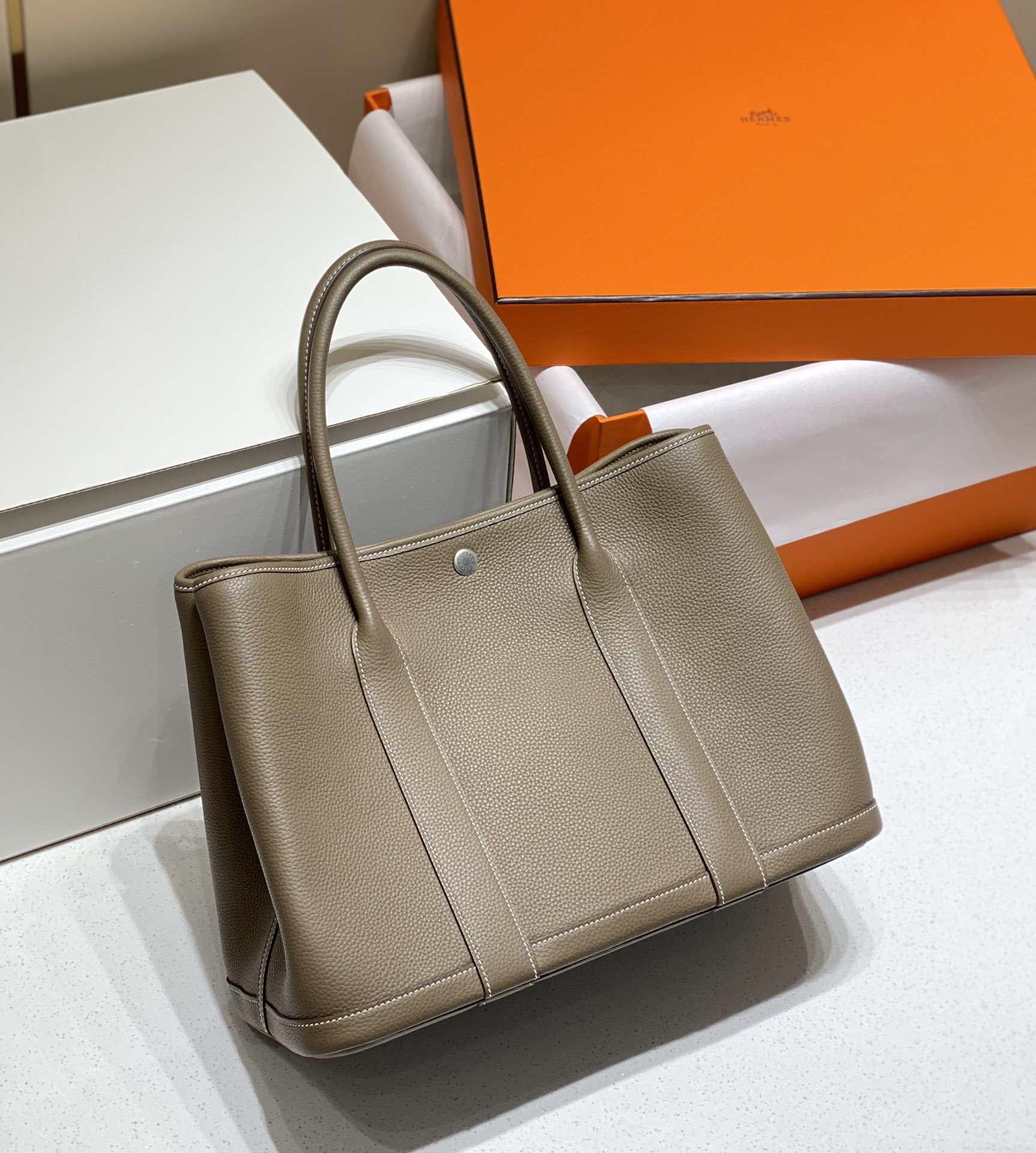Hermes Gray Togo Medium Garden Party 36cm Bag H239057
