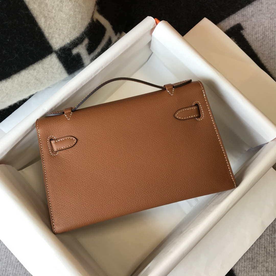 Hermes Mini Kelly Pouchette H230223 Epsom Leather Brown