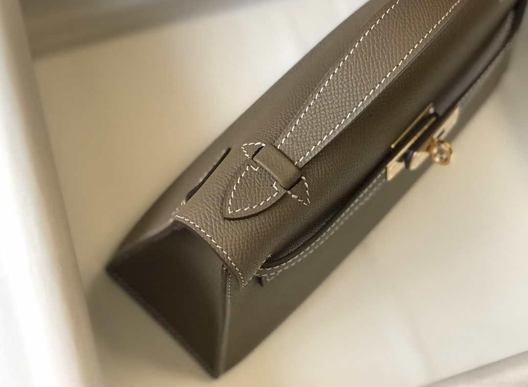 Hermes Mini Kelly Pouchette H230223 Epsom Leather Elephant Grey