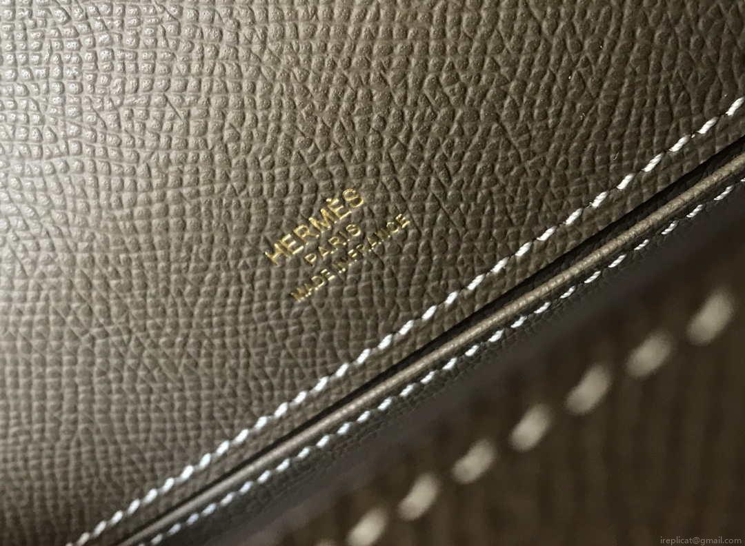 Hermes Mini Kelly Pouchette H230223 Epsom Leather Elephant Grey