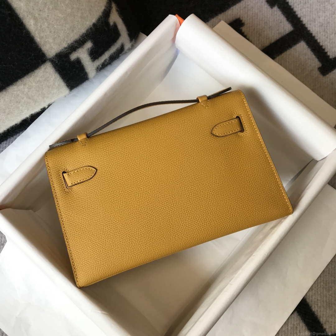Hermes Mini Kelly Pouchette Epsom Leather H230228 Yellow