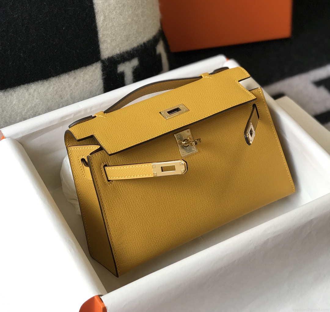 Hermes Mini Kelly Pouchette Epsom Leather H230228 Yellow