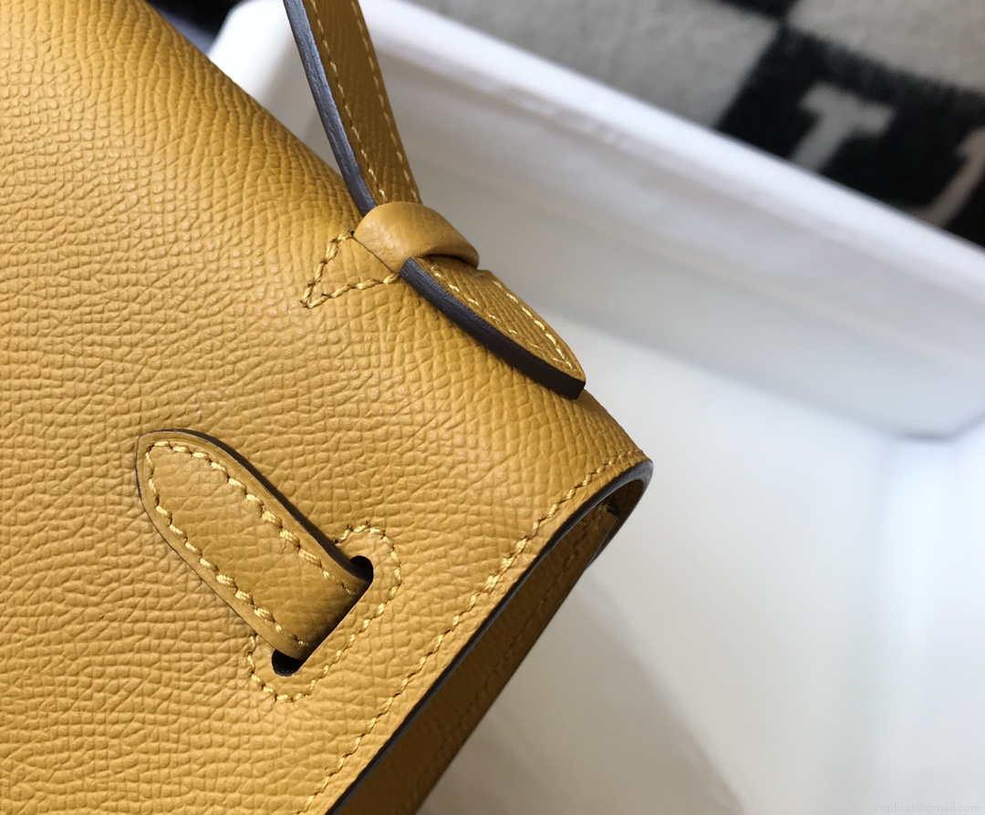 Hermes Mini Kelly Pouchette Epsom Leather H230228 Yellow