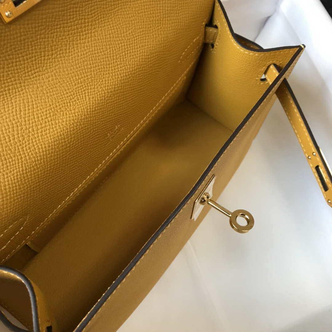 Hermes Mini Kelly Pouchette Epsom Leather H230228 Yellow
