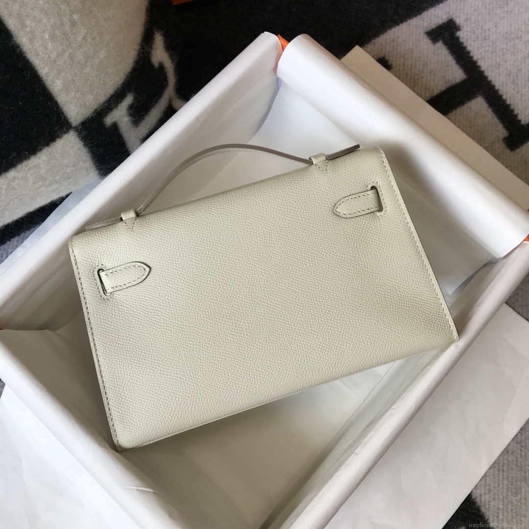 Hermes Mini Kelly Pouchette Epsom Leather H230230 White