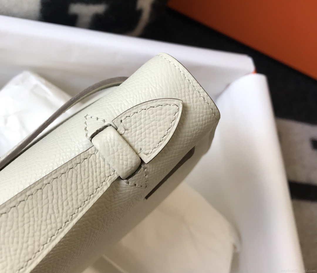 Hermes Mini Kelly Pouchette Epsom Leather H230230 White