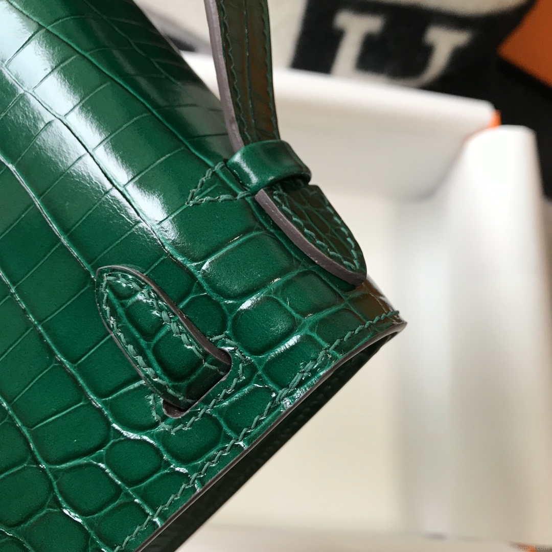 Hermes Mini Kelly Pouchette Crocodile Leather H230238 Green