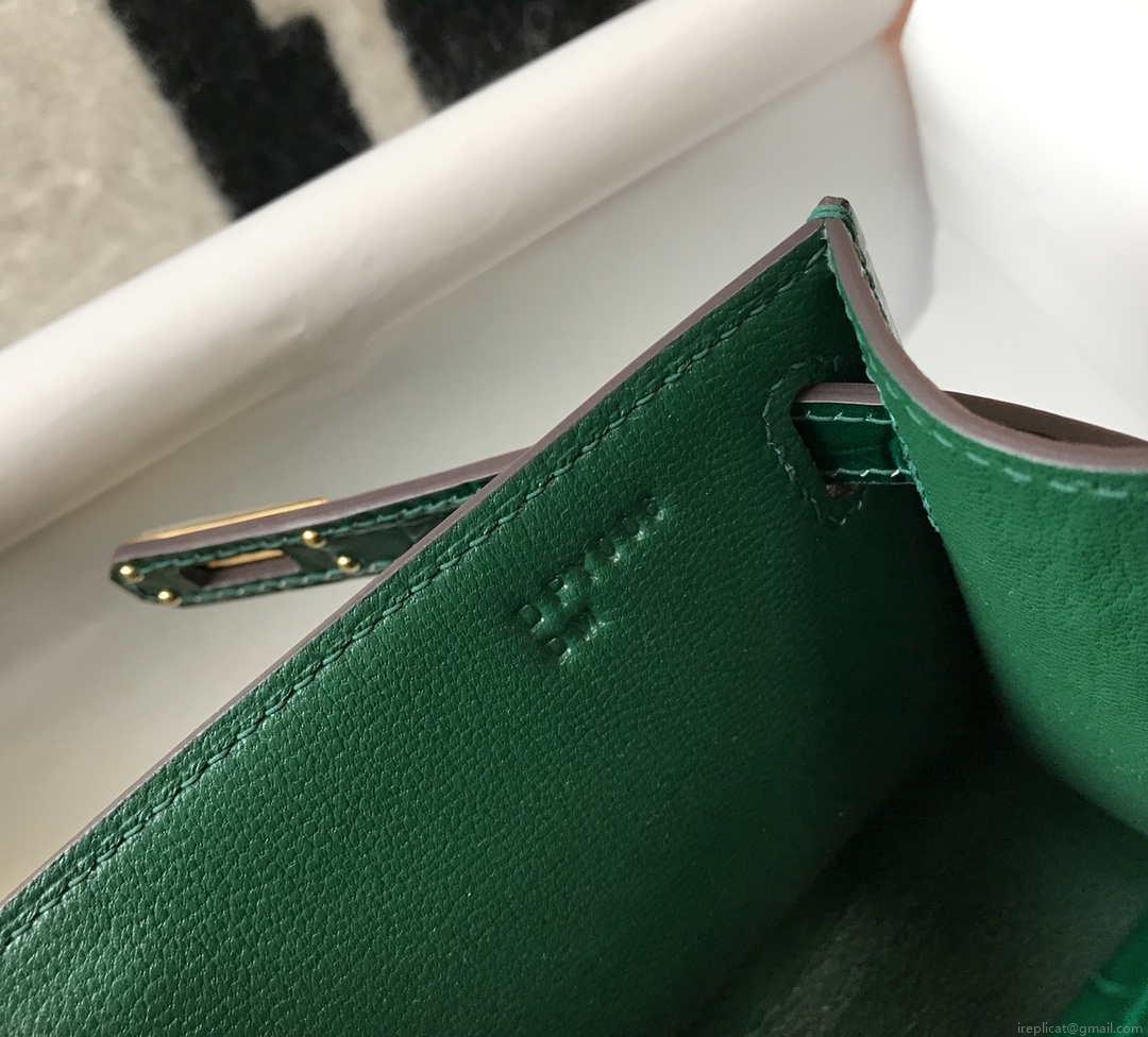 Hermes Mini Kelly Pouchette Crocodile Leather H230238 Green