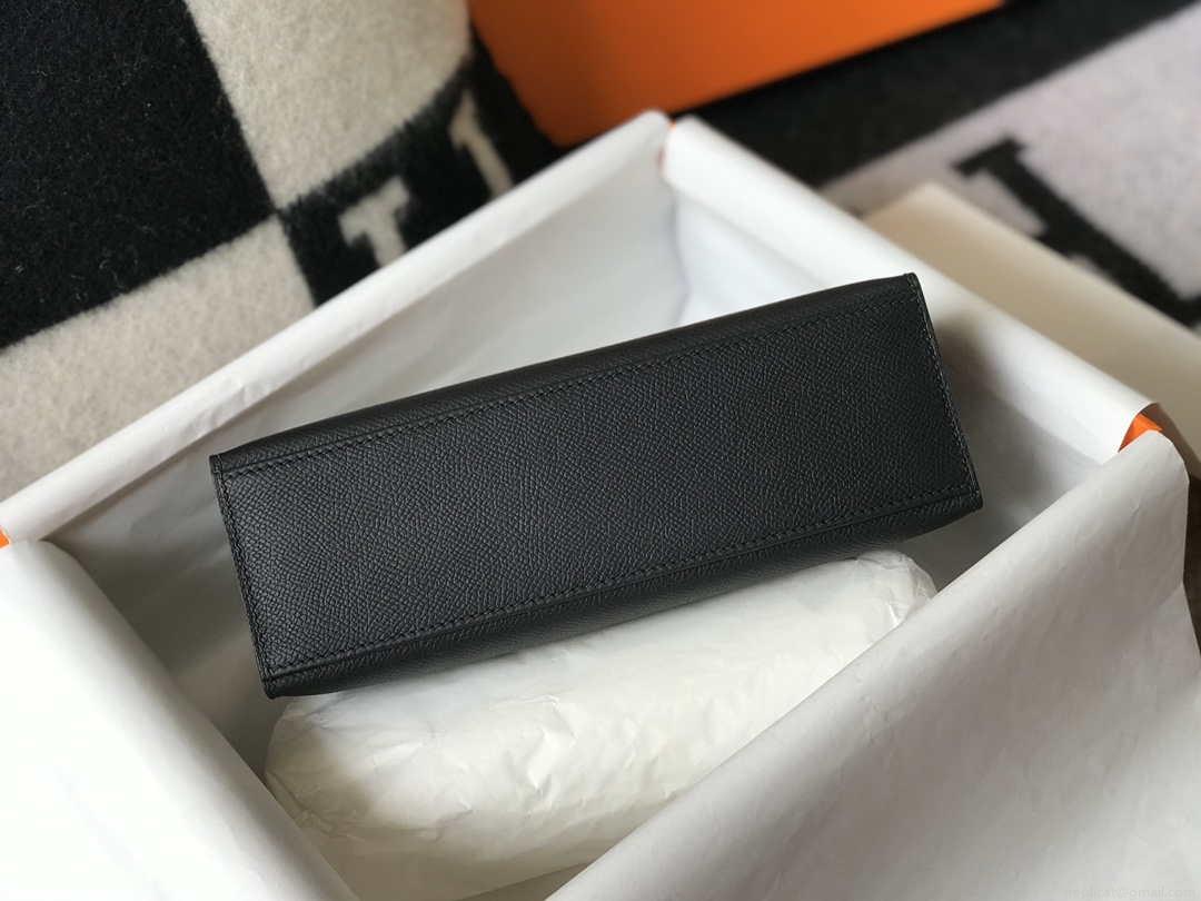 Hermes Mini Kelly Pouchette Epsom Leather H230240 Black Silver