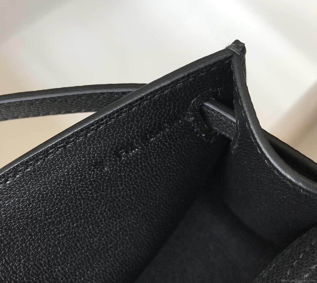 Hermes Mini Kelly Pouchette Epsom Leather H230241 Black Gold