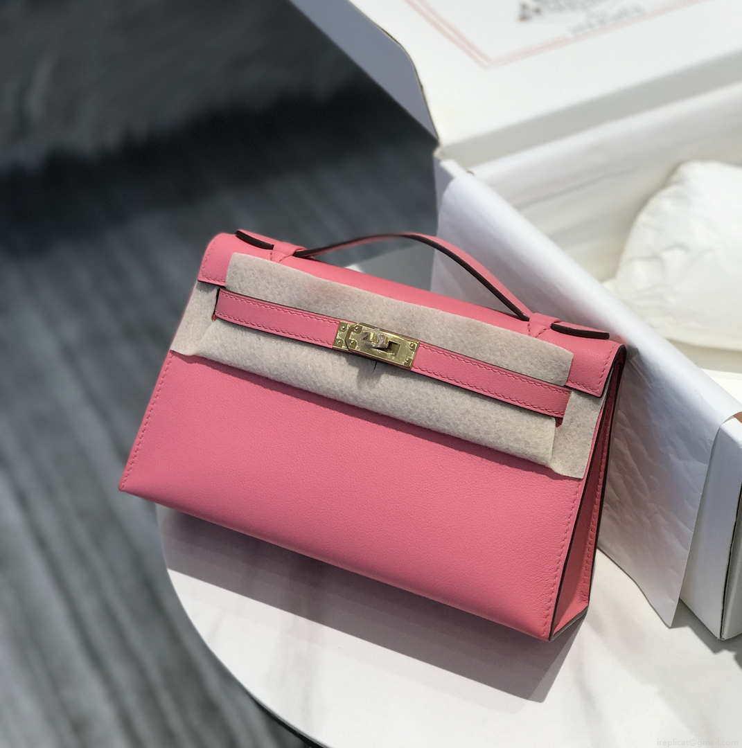 Hermes Mini Kelly Pouchette Swift Leather clutch bag Gold H230250