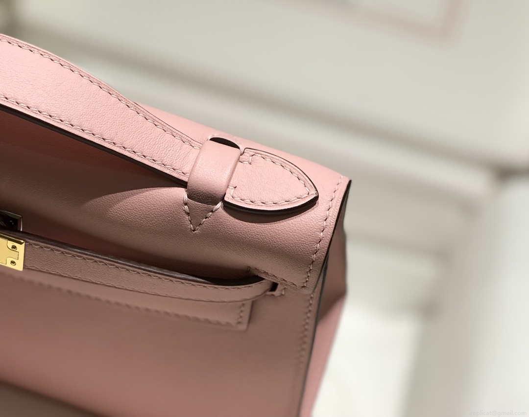 Hermes Kelly Pouchette Swift Leather clutch bag Gold H230251