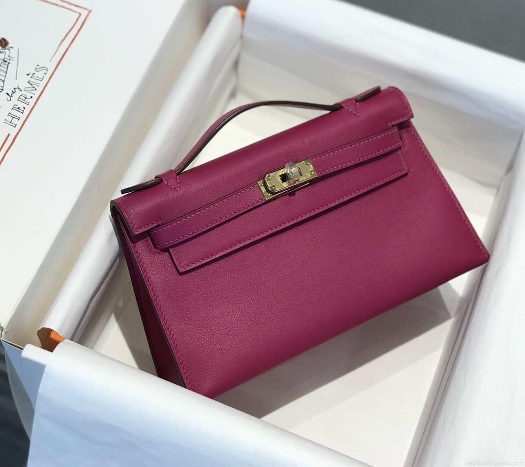 Hermes Kelly Pouchette Swift Leather clutch bag Gold H230275
