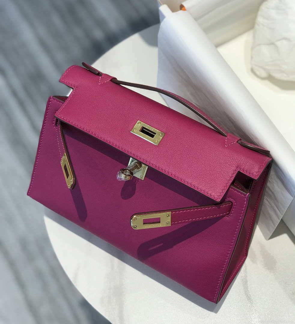 Hermes Kelly Pouchette Swift Leather clutch bag Gold H230275