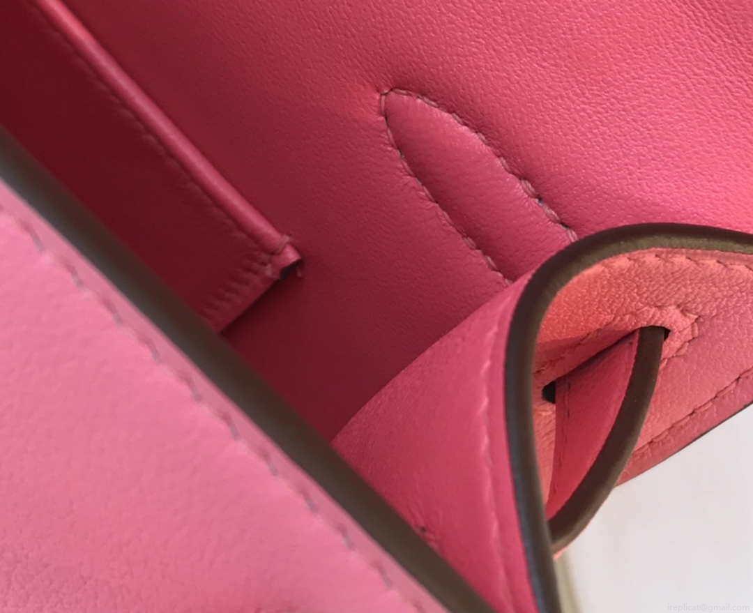 Hermes Mini Kelly Pouchette Swift Leather clutch bag Silver H230253