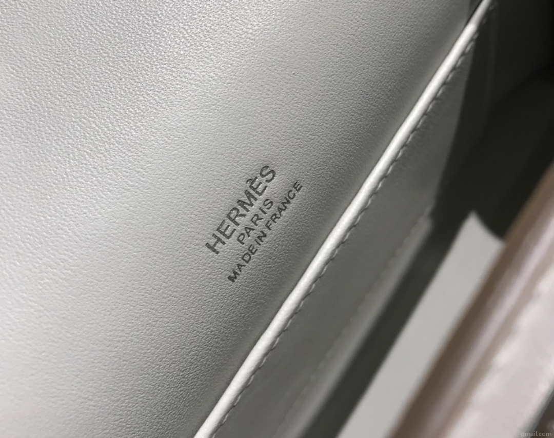 Hermes Kelly Pouchette Swift Leather clutch bag Silver H230259