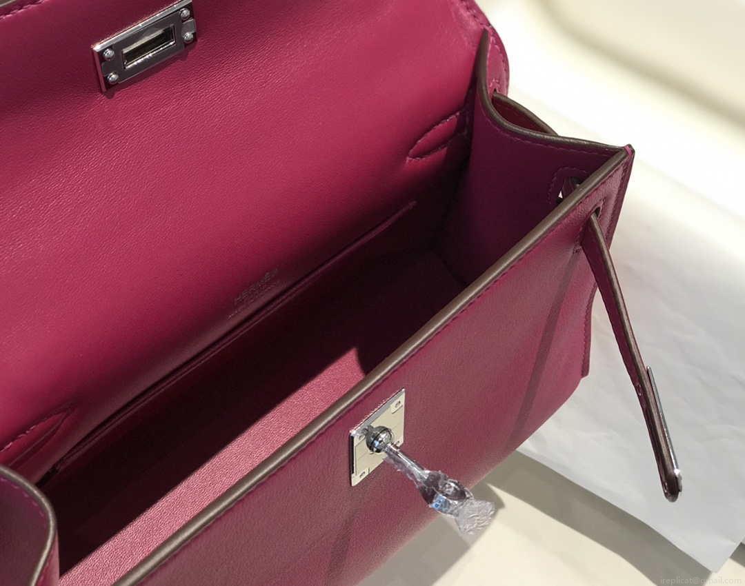 Hermes Kelly Pouchette Swift Leather clutch bag Silver H230263