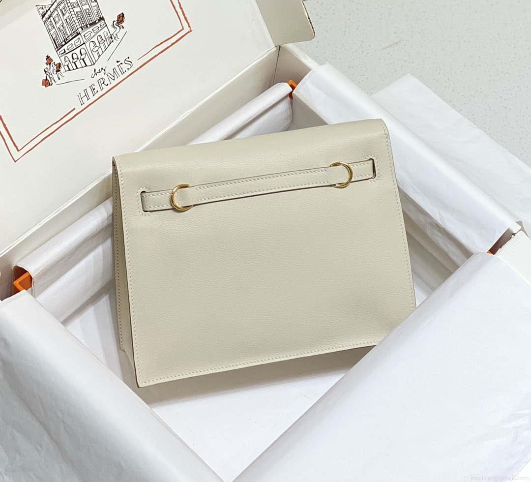 Hermes Evercolor Kelly Danse II 22cm Leather Crossbody Bag H20366 White