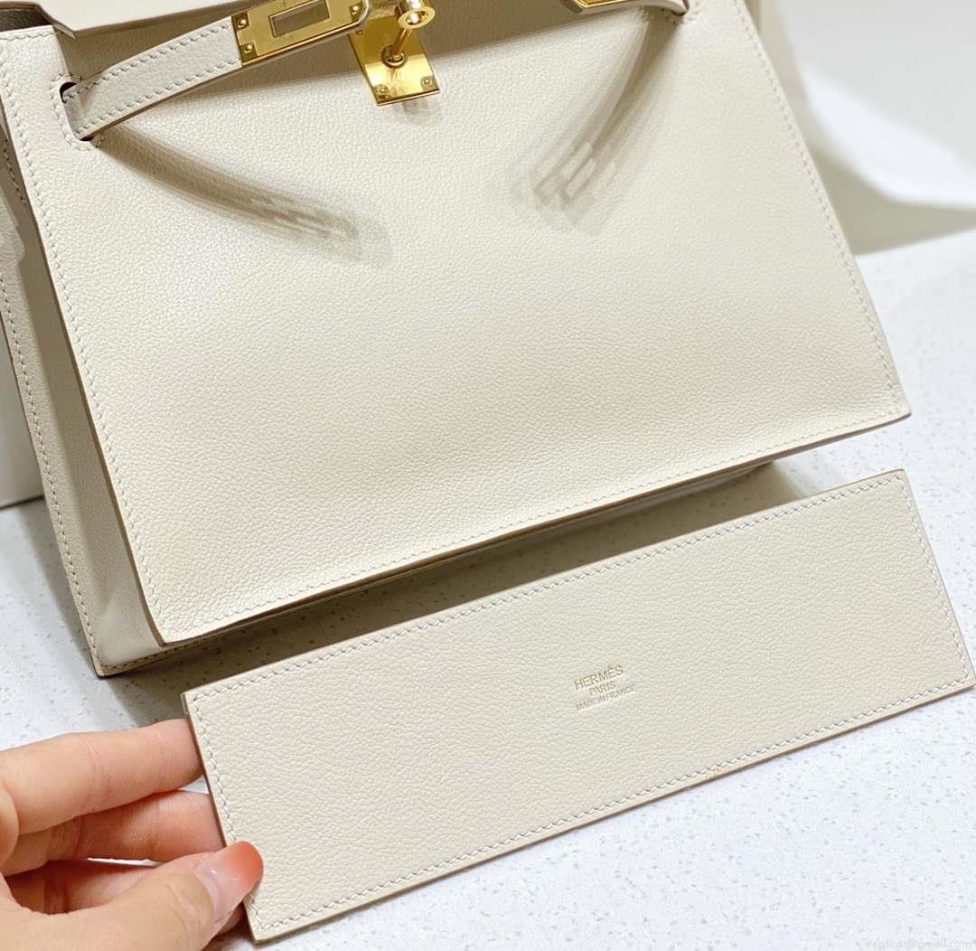 Hermes Evercolor Kelly Danse II 22cm Leather Crossbody Bag H20366 White