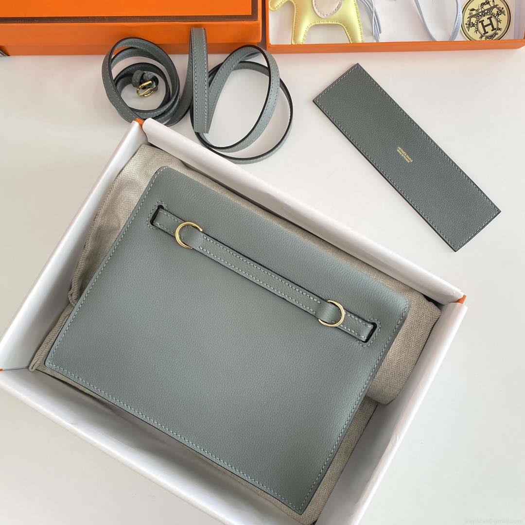 Hermes Evercolor Kelly Danse II 22cm Leather Crossbody Bag H20368 Gray