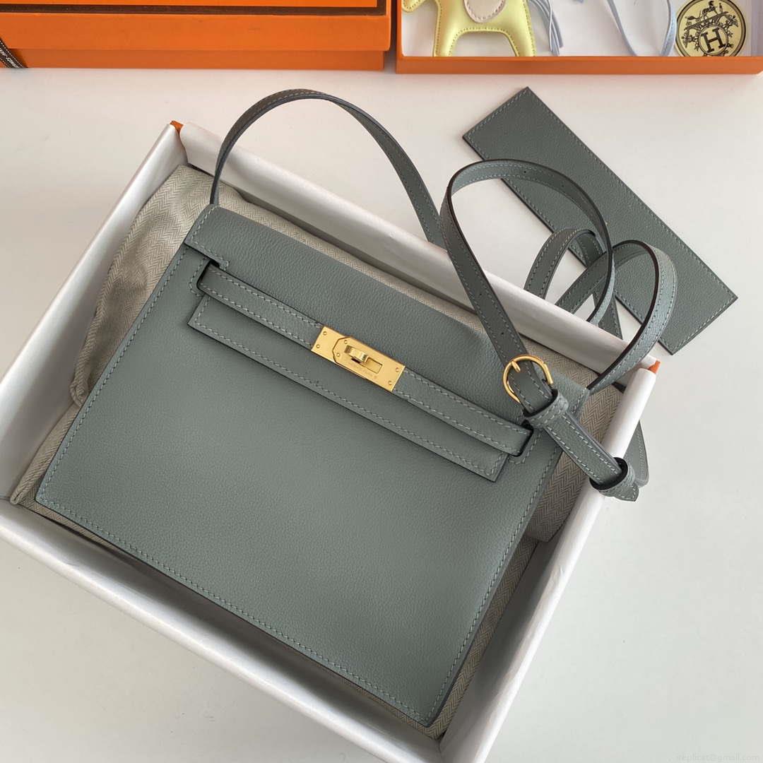 Hermes Evercolor Kelly Danse II 22cm Leather Crossbody Bag H20368 Gray
