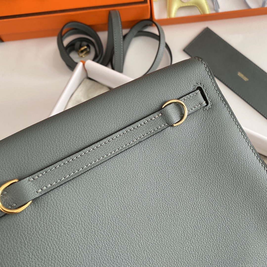 Hermes Evercolor Kelly Danse II 22cm Leather Crossbody Bag H20368 Gray
