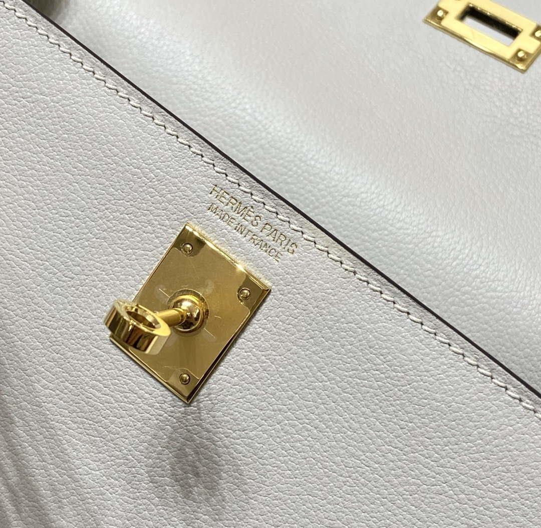 Hermes Evercolor Kelly Danse II 22cm Leather Crossbody Bag H20372 Light Gray