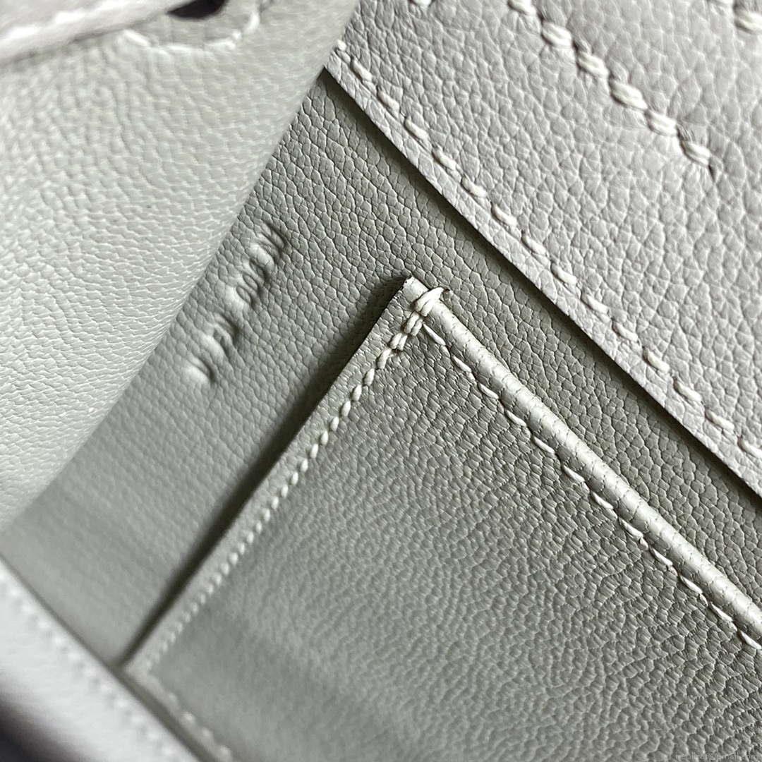 Hermes Evercolor Kelly Danse II 22cm Leather Crossbody Bag H20373 Light Gray Silver
