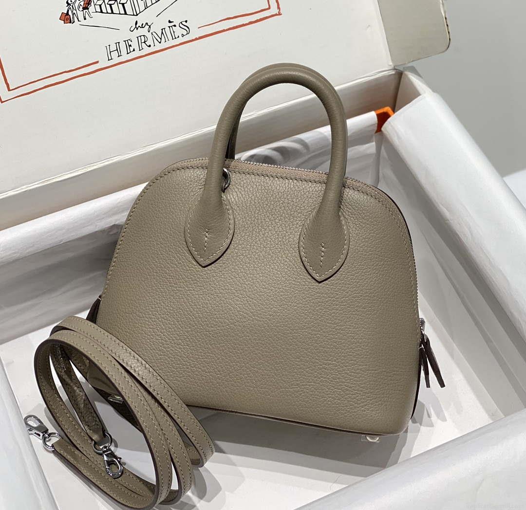 Hermes 316419 Bolide 1923 Mini Leather Bag Gray H900965