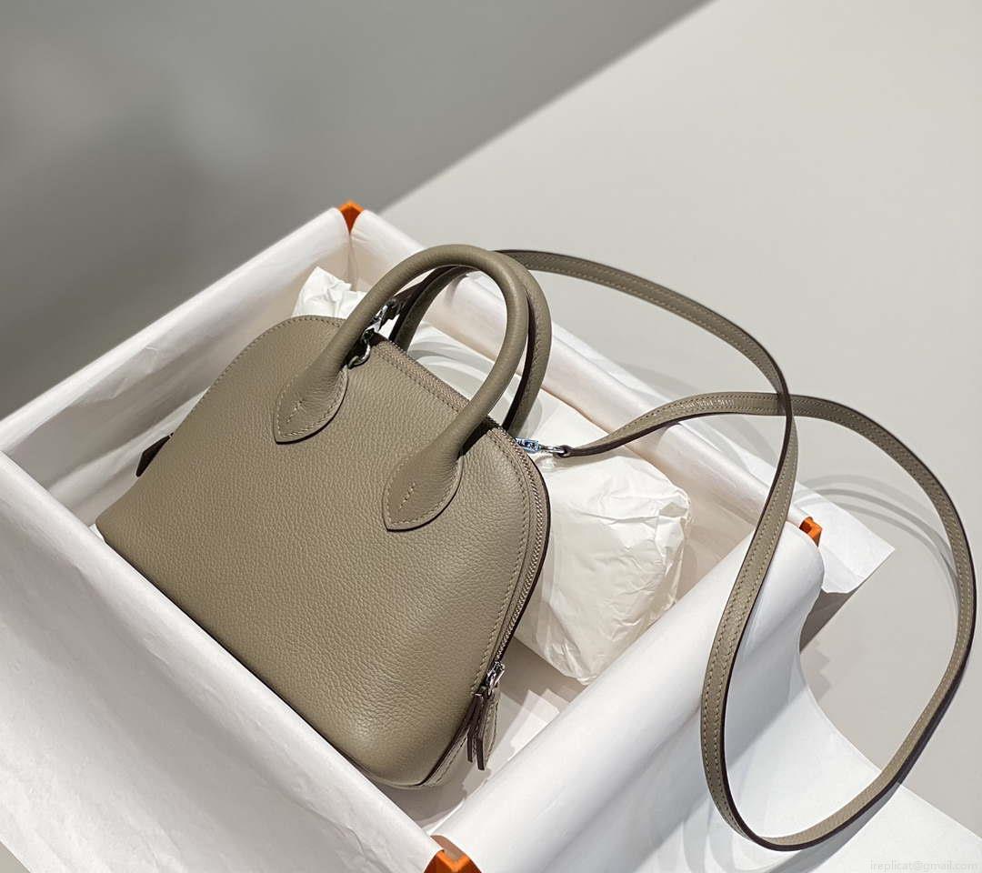 Hermes 316419 Bolide 1923 Mini Leather Bag Gray H900965