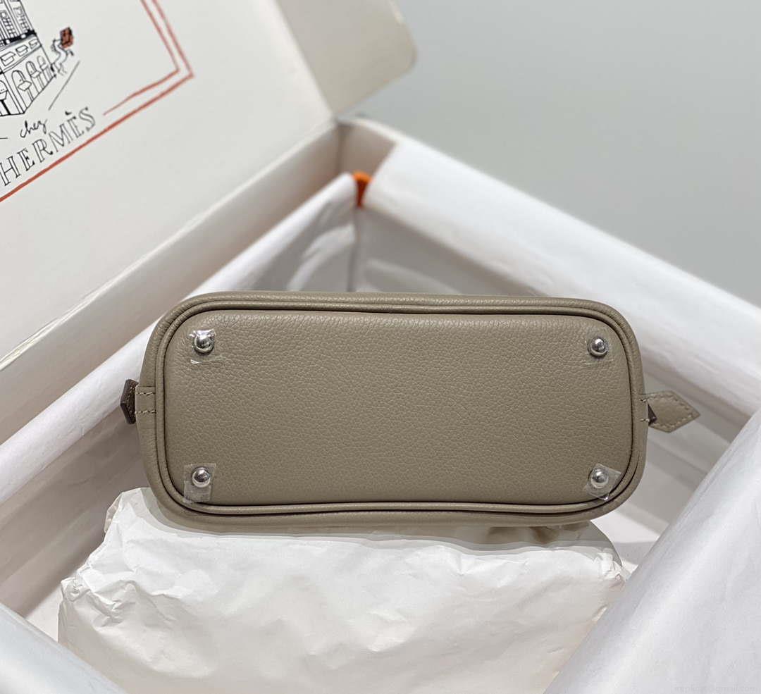 Hermes 316419 Bolide 1923 Mini Leather Bag Gray H900965