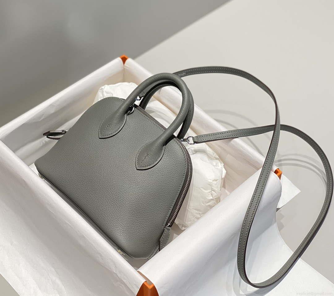Hermes 316419 Bolide 1923 Mini Leather Bag Elephant Gray H900966