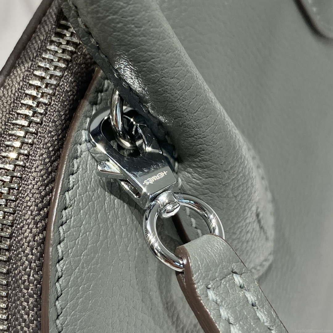 Hermes 316419 Bolide 1923 Mini Leather Bag Elephant Gray H900966