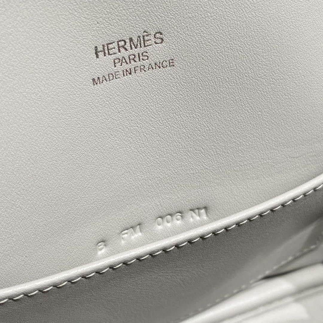 Hermes 316419 Bolide 1923 Mini Leather Bag pearl Gray H900967