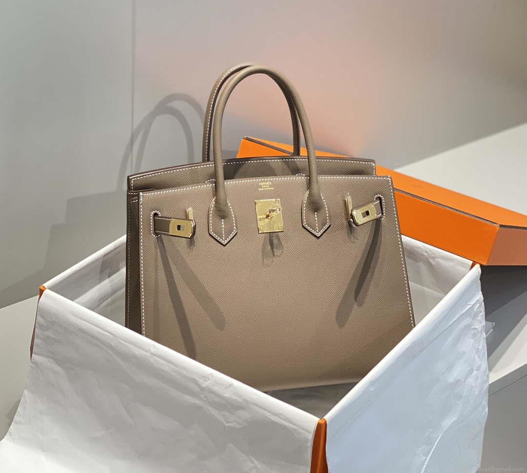 Hermes Birkin Designer Tote Bag Epsom Leather 28369 elephant Gray