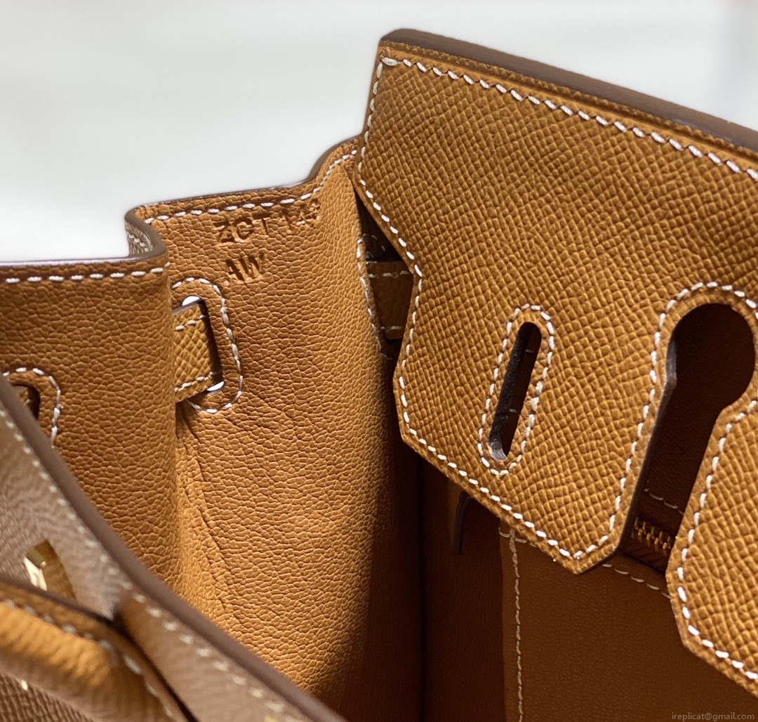 Hermes Birkin Designer Tote Bag Epsom Leather 28371 Golden brown
